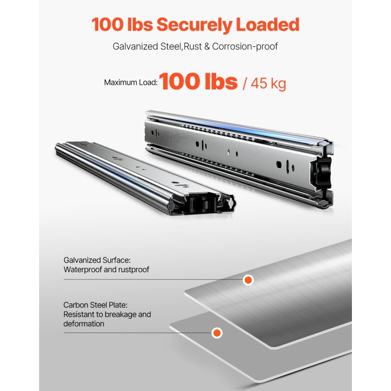 Laatikkokiskot hiiliterästä 18 tuumaa 10 paria 45 kilogramman kantavuus sivukiinnitys