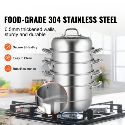 Höyrykattila viisi kerrosta 304 ruostumaton teräs 30 cm halkaisijalla