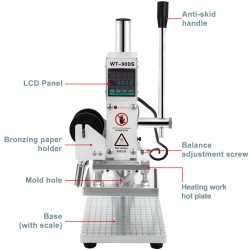 Kuumafoliointikone 10x13 cm alumiini teräsrunko digitaalinen lämpötilansäätö kohdistusliukuri PVC muovi keinonahka nahka paperi