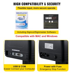 Vinyylileikkuri alumiiniseos 720 mm syöttöleveys nestekidenäytöllä 630 mm leikkausleveys kolme säädettävää puristusrullaa