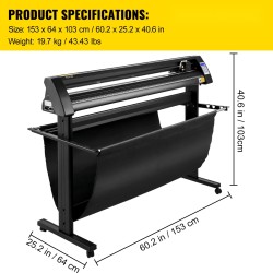 Vinyylileikkuri 1350 mm puoliautomaattinen alumiiniseos lattiatelineellä LED-näytöllä optisella silmällä