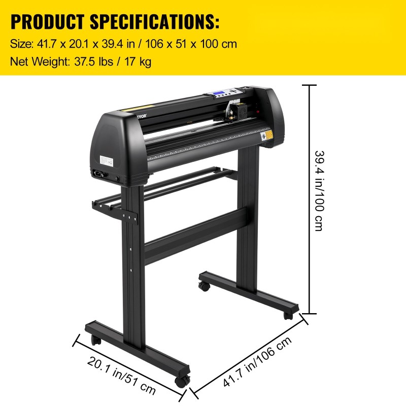 Vinyylileikkuri alumiiniseosrunko 870 mm enimmäissyöttöleveys jalustalla mukana ohjelmistot