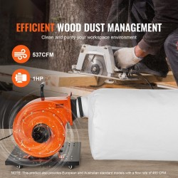 Siirrettävä puupölynkerääjä 80 l polyesteripussilla 2,5 µm suodatus 100 mm imuaukko