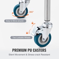 Laboratoriovaunu kaksitasoinen ruostumattomasta teräksestä 385 x 548 x 865 mm