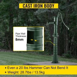 Käsipumpun jalusta valurautainen vihreä 26-tuumainen esiporatut kiinnitysreiät