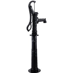 Käsikäyttöinen valurautainen vesipumppu jalustalla 135 cm kokonaiskorkeus musta 6 m pumppaussyvyys