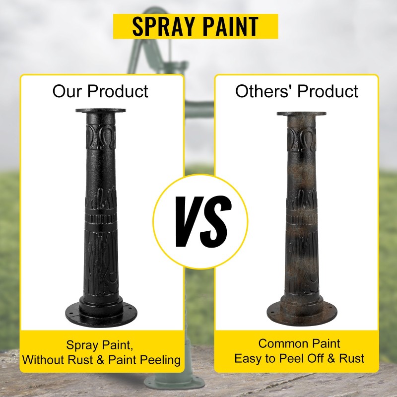 Valurautainen käsipumpun jalusta 66 cm musta puutarhaan neljällä kiinnitysreiällä