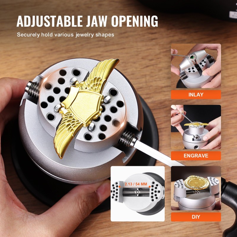 Teräksinen kaiverruspallopenkki 7,6 cm 360 asteen pyörivä vahvistetun muovin pohja 30 lisävarustetta