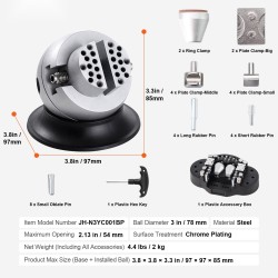 Teräksinen kaiverruspallopenkki 7,6 cm 360 asteen pyörivä vahvistetun muovin pohja 30 lisävarustetta