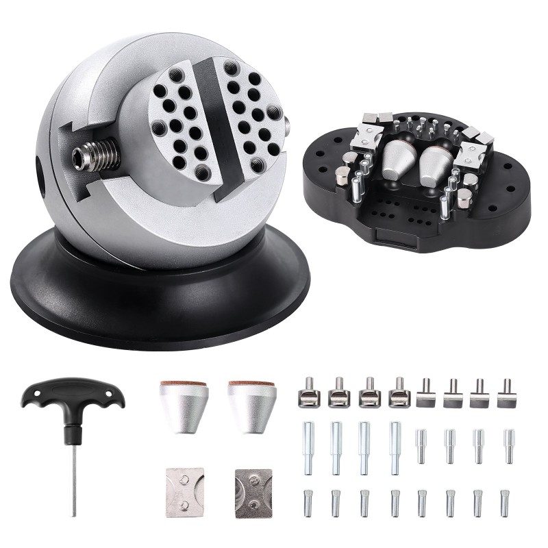 Teräksinen kaiverruspallopenkki 7,6 cm 360 asteen pyörivä vahvistetun muovin pohja 30 lisävarustetta