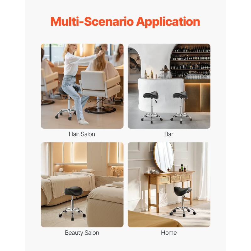 Satulatuoli PU-nahkainen pyörillä korkeudensäätö 55–71 cm kantavuus 204 kg