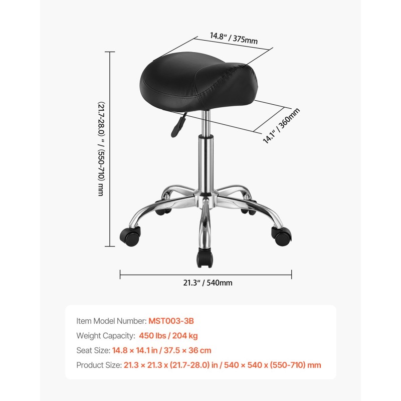 Satulatuoli PU-nahkainen pyörillä korkeudensäätö 55–71 cm kantavuus 204 kg