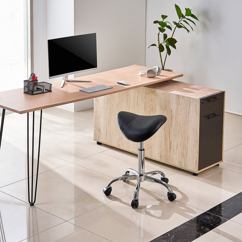 Satulatuoli PU-nahkainen pyörillä korkeudensäätö 55–71 cm kantavuus 204 kg