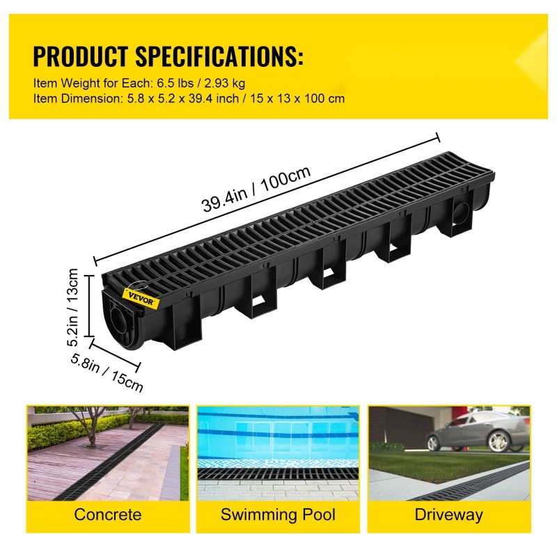 Ajotien kaivonkourusetti HDPE-muovinen 3 kpl 1 m B125 irrotettavat ritilät