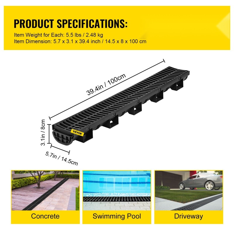 Kaivokourasarja muovinen 1 m pitkä 3 kpl musta pihalle ja ajotielle