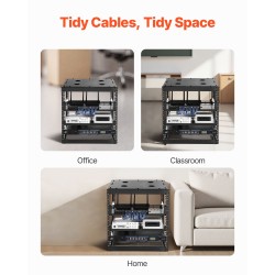 Avoin 10U verkkoteline hiiliteräs 585 mm syvyys nelipilarinen seinä tai lattia