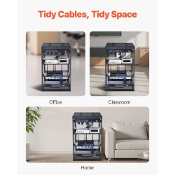 Avokehyksinen 16U verkkoteline nelipylväinen hiiliteräs 585 mm syvyys seinä tai lattia-asennus