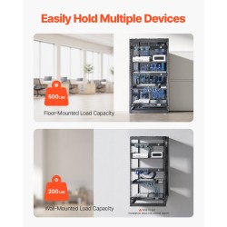 Avokehikkoinen 20U verkkoteline nelipilarinen hiiliteräs 585 mm syvyys seinä tai lattia