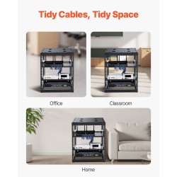 Avoin 12U verkkoteline 4-pilarinen hiiliteräs 585 mm syvyys seinälle tai lattialle