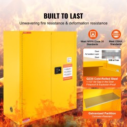 Palavien nesteiden säilytyskaappi kylmävalssattu teräs 128,7 l 1 säädettävä hylly keltainen