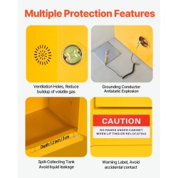 Paloturvakaappi kylmävalssattua ja galvanoitua terästä 109,2×46×118 cm 29 gallonaa keltainen