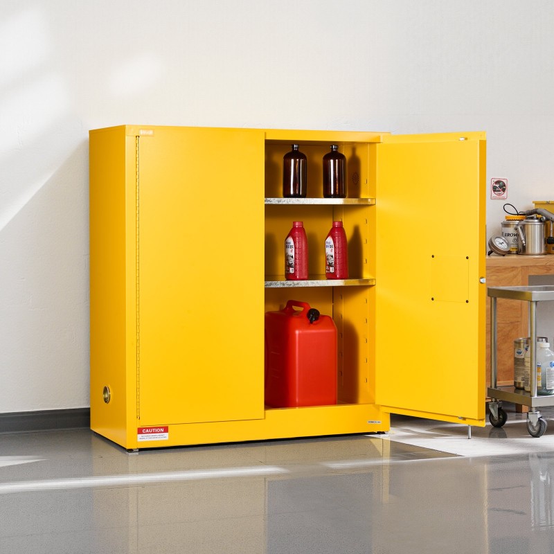 Paloturvakaappi kylmävalssattua ja galvanoitua terästä 109,2×46×118 cm 29 gallonaa keltainen