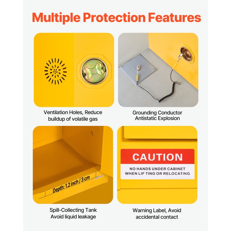 Palavien nesteiden säilytyskaappi kylmävalssattu galvanisoitu teräs 59x46x90 cm säädettävä hylly