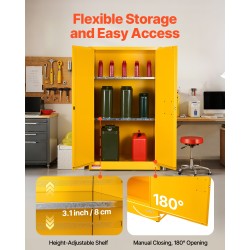 Palavien nesteiden säilytyskaappi Q235 ja galvanoitu teräs 65 gallonaa 96,4x86,4x165,1 cm keltainen