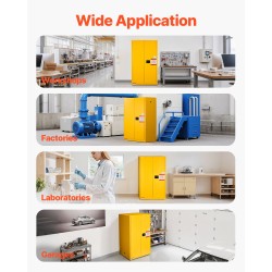 Palavien nesteiden säilytyskaappi Q235 ja galvanoitu teräs 65 gallonaa 96,4x86,4x165,1 cm keltainen