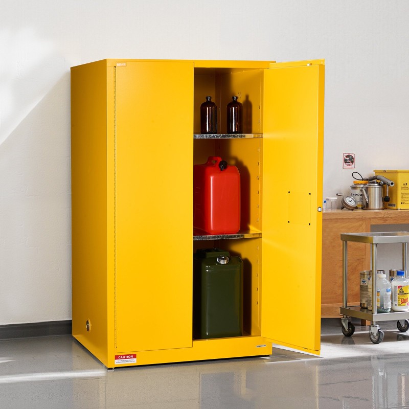 Palavien nesteiden säilytyskaappi Q235 ja galvanoitu teräs 65 gallonaa 96,4x86,4x165,1 cm keltainen