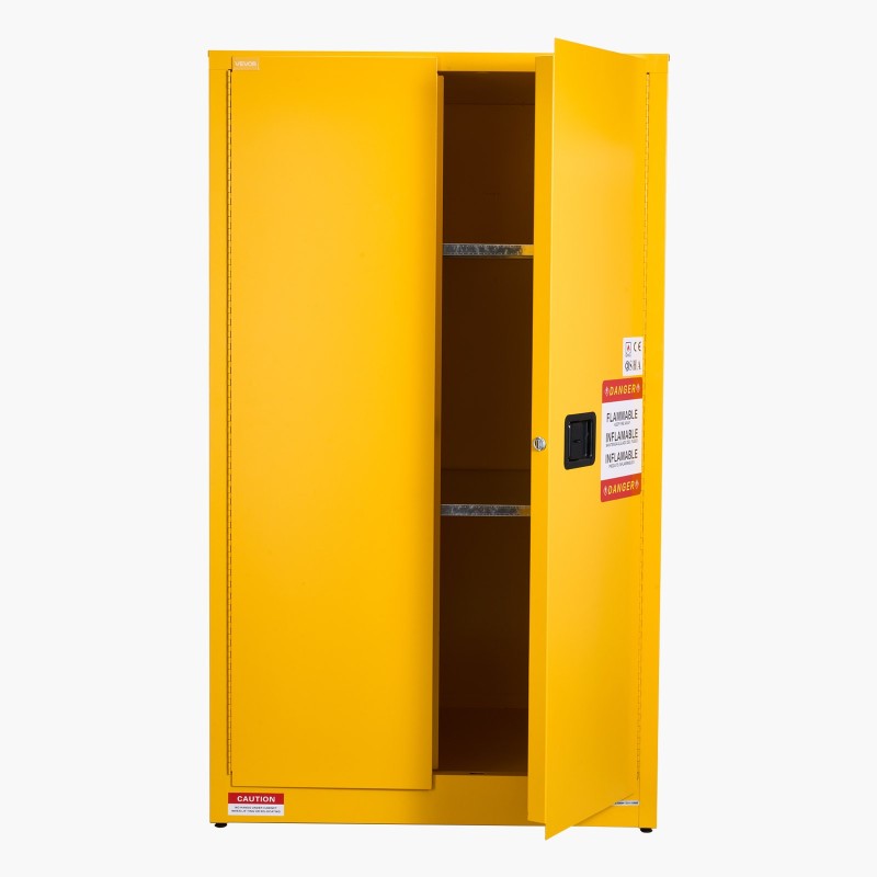 Palavien nesteiden säilytyskaappi Q235 ja galvanoitu teräs 65 gallonaa 96,4x86,4x165,1 cm keltainen