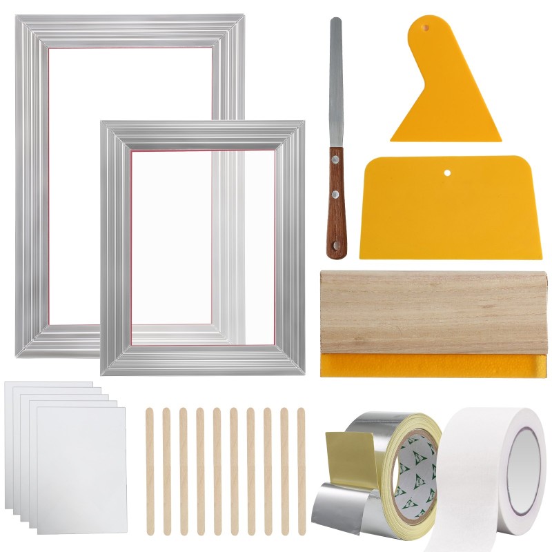 Silkkipainosarja 2 alumiinikehystä 8x10 ja 10x14 tuumaa 110-lankainen polyesteriverkko