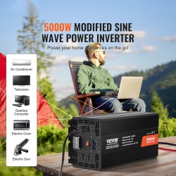 Muokattu siniaaltoinvertteri 5000W 12V-230V alumiiniseoskotelo 2 AC-pistorasiaa 2 USB-porttia 1 Type-C-portti