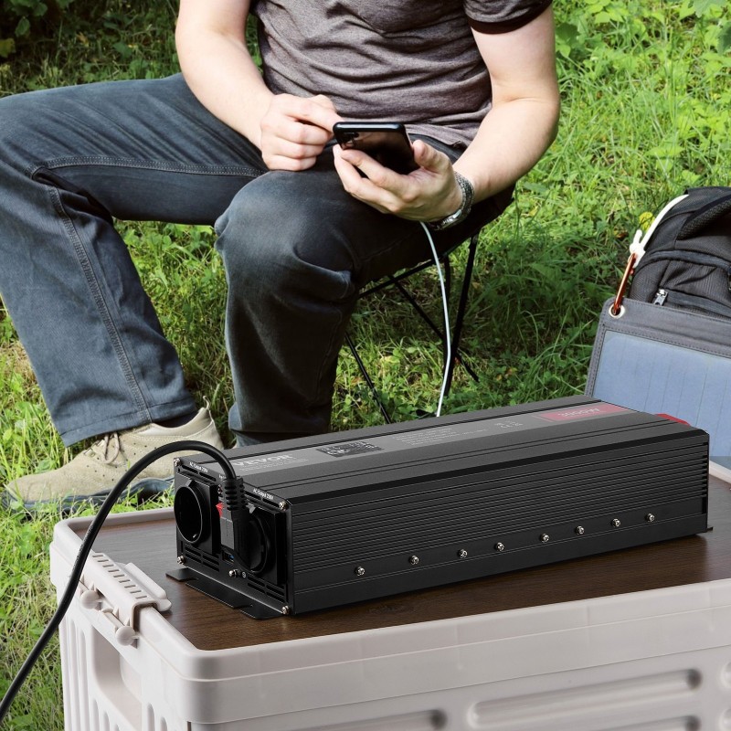 Virranmuunnin 3000W muokattu siniaalto 12V–230V 3 AC-pistorasiaa 2 USB-porttia 1 Type-C-portti