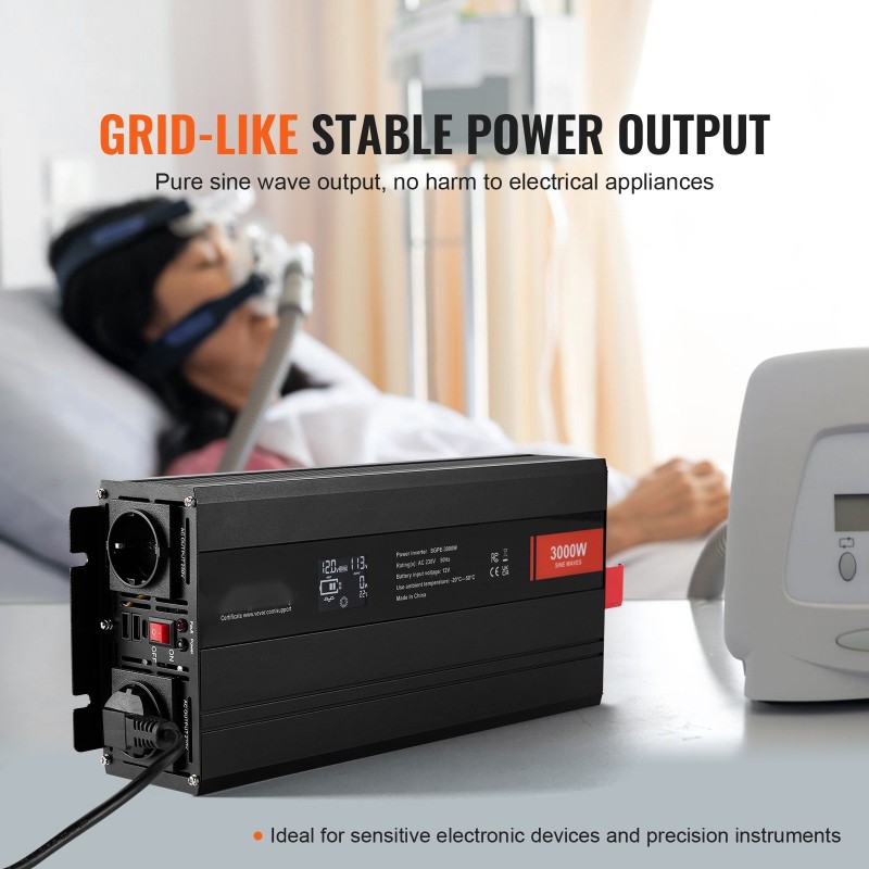 Tehomuunnin alumiinikuori 3000 watin 12 voltin 230 voltin puhdas siniaalto