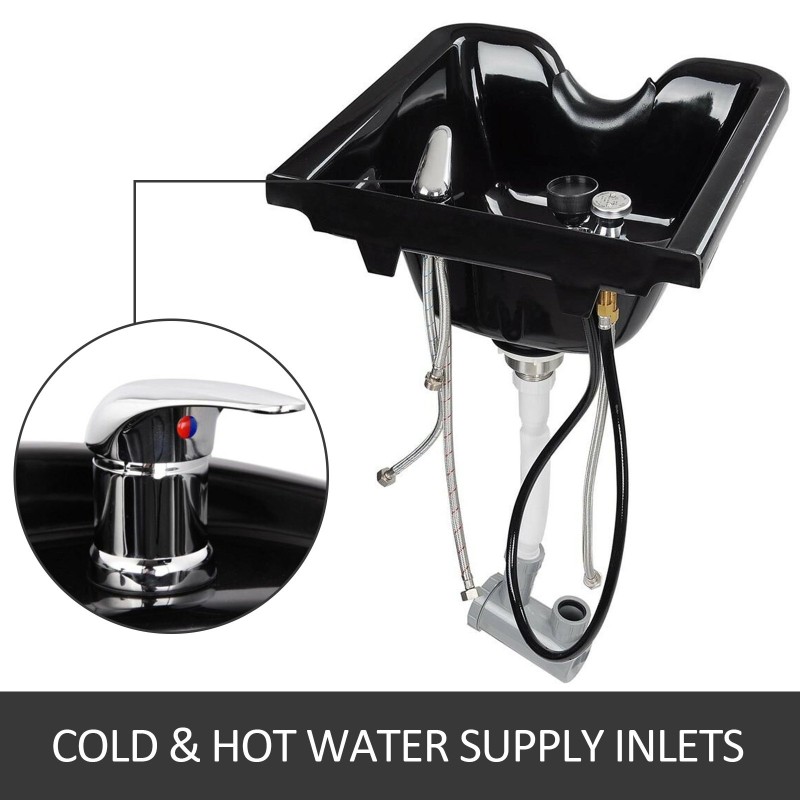 Shampookulho ABS-muovinen musta seinäkiinnitteinen T-tangolla ammattikäyttöön ja kotiin