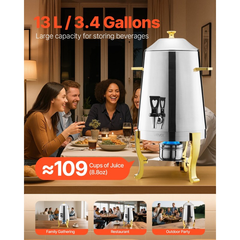 Juoma-annostelija ruostumaton teräs 13 l alkoholipoltin tiputtamaton hana