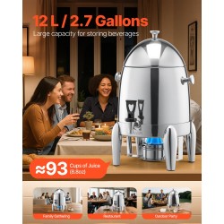 Juoma-annostelija 12 l ruostumaton teräs tiivis hana kuumille ja kylmille juomille