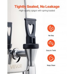 Juoma-annostelija 12 l ruostumaton teräs tiivis hana kuumille ja kylmille juomille