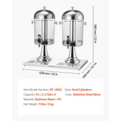 Juoma-annostelija 16 litraa kaksisylinterinen PC-muovi ruostumaton teräs jääkammio