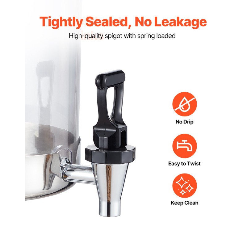 Juoma-annostelija 8 l ruostumaton teräs PC-muovinen jääkammio tipaton hana ravintoloihin