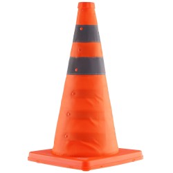 Kokoontaitettavat oranssit turvakartiot 18 tuumaiset 4 kpl heijastavilla kauluksilla leveällä pohjalla