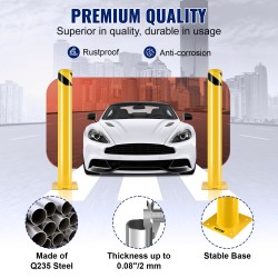 Teräksinen turvapollari 91,4 cm korkea 11,4 cm halkaisija keltamusta sisä- ja ulkokäyttöön