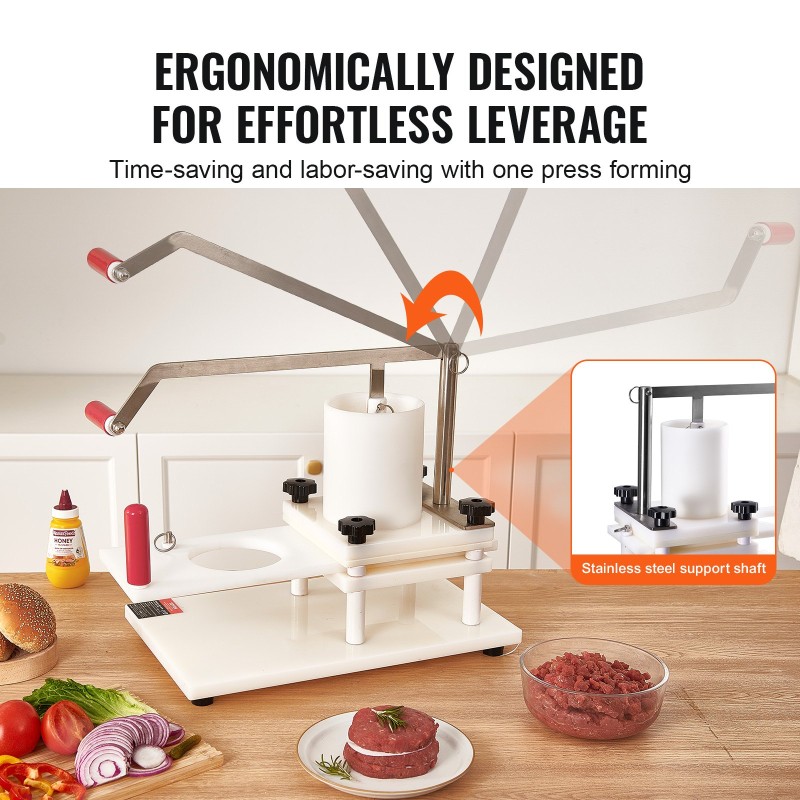 Hampurilaispihvikone manuaalinen PE-muovi 130 mm 1,5 kg ammattikäyttöön