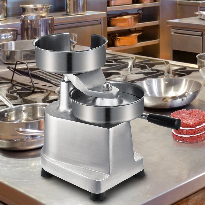 Manuaalinen burgeripihviprässi 150 mm ruostumaton teräskulho 1000 kpl pihvivahtipapereita ammattikeittiöön