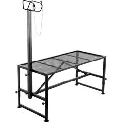 Trimmausteline jauhemaalatusta raudasta 51 x 23 tuuman verkkotasolla vuohille ja lampaille säädettävä