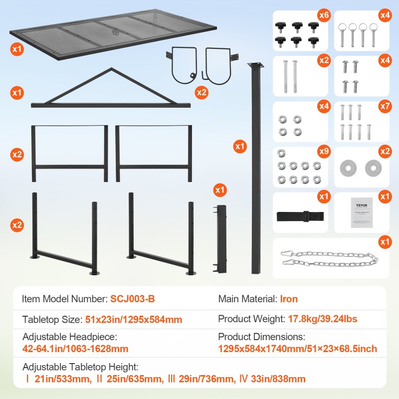 Vuohien ja lampaiden hoitopöytä rautainen 1295x584 mm korkeussäädettävä