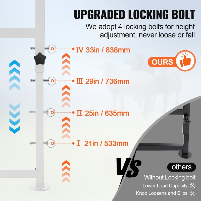 Ruosteenestopinnoitettu rautainen vuohi- ja lammasjalusta 1195x584 mm säädettävä 21–33 tuumaa pääosalla