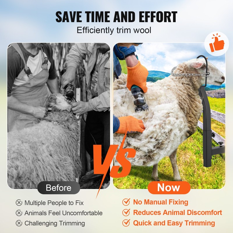 Metallinen säädettävä vuohien ja lampaiden hoitoteline korkeus 238–325 mm kuonolenkillä