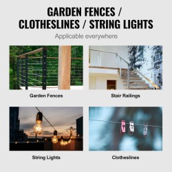 Ruostumaton 316-teräsvaijeri 3,18 mm 91,5 m 7x7 säikeinen kaidekäyttöön leikkuri mukana